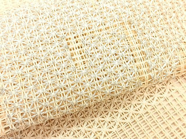 平和屋着物＊夏物　八寸名古屋帯　羅　幾何学文様　銀糸　正絹　逸品　CABK1224fb