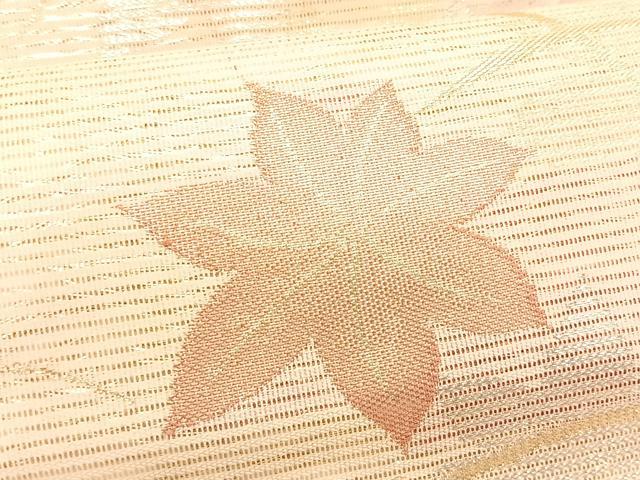 平和屋着物＊夏物　九寸名古屋帯　芝草楓文　金銀糸　正絹　逸品　CABK1226fb