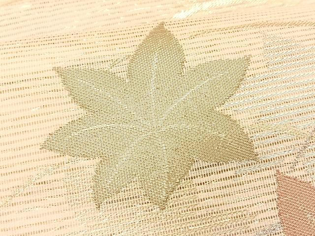 平和屋着物＊夏物　九寸名古屋帯　芝草楓文　金銀糸　正絹　逸品　CABK1226fb