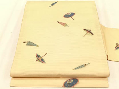 平和屋着物＊夏物　九寸名古屋帯　番傘　正絹　逸品　CABK1230fb