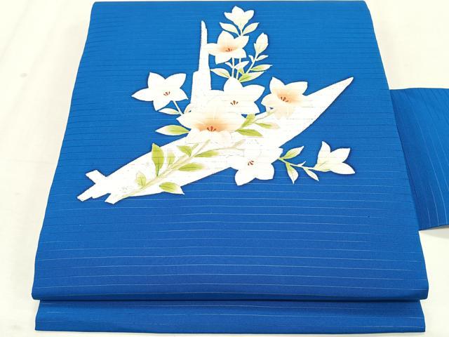 平和屋着物＊夏物　絽塩瀬　九寸名古屋帯　桔梗　銀彩　正絹　逸品　CABK1231fb