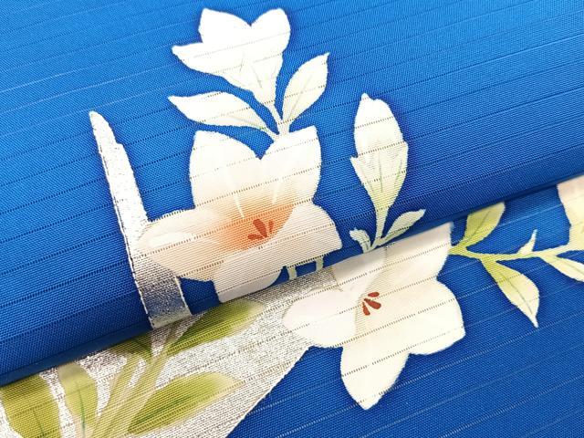 平和屋着物＊夏物　絽塩瀬　九寸名古屋帯　桔梗　銀彩　正絹　逸品　CABK1231fb