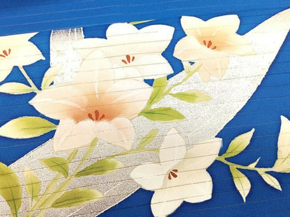 平和屋着物＊夏物　絽塩瀬　九寸名古屋帯　桔梗　銀彩　正絹　逸品　CABK1231fb