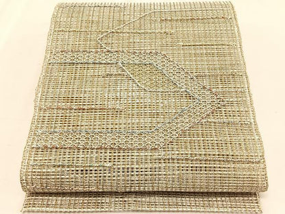 平和屋着物＊夏物　八寸名古屋帯　羅　幾何学文様　金銀糸　正絹　逸品　CABK1234fb