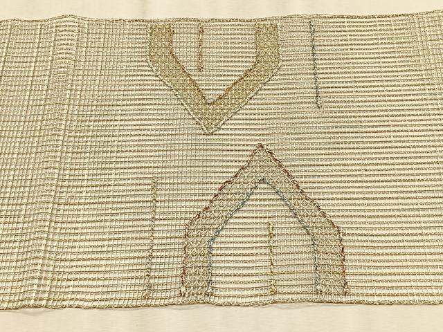 平和屋着物＊夏物　八寸名古屋帯　羅　幾何学文様　金銀糸　正絹　逸品　CABK1234fb