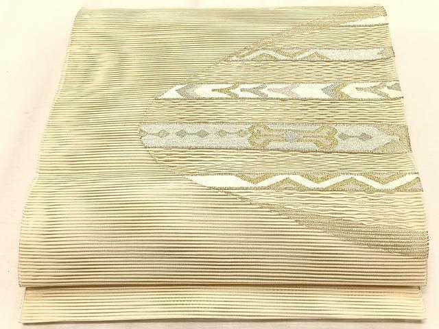 平和屋着物＊夏物　八寸名古屋帯　絽綴れ　横段文　金銀糸　正絹　逸品　CABK1238fb