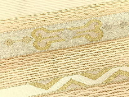 平和屋着物＊夏物　八寸名古屋帯　絽綴れ　横段文　金銀糸　正絹　逸品　CABK1238fb