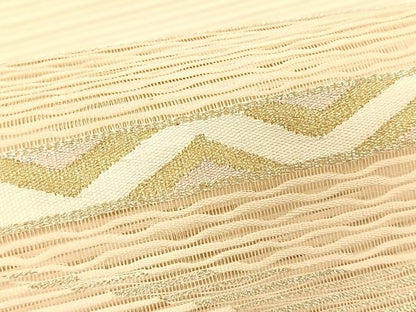 平和屋着物＊夏物　八寸名古屋帯　絽綴れ　横段文　金銀糸　正絹　逸品　CABK1238fb