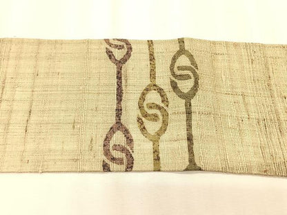 平和屋着物＊夏物　九寸名古屋帯　作家物　生紬　抽象文　正絹　逸品　CABK1240fb