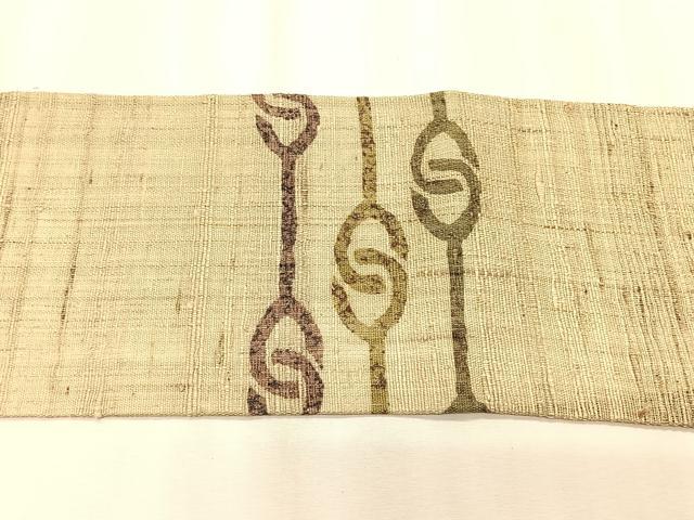 平和屋着物＊夏物　九寸名古屋帯　作家物　生紬　抽象文　正絹　逸品　CABK1240fb