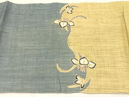 平和屋着物＊夏物　九寸開き名古屋帯　杜若　麻　逸品　CABK1241fb