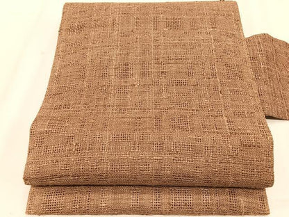 平和屋着物＊夏物　八寸名古屋帯　幾何学文様　伽羅色　正絹　逸品　CABK1244fb