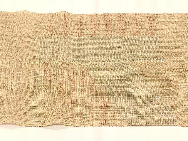 平和屋着物＊夏物　八寸名古屋帯　からむし織　市松文様　証紙付き　逸品　CABK1245fb
