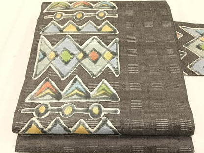 平和屋着物＊夏物　九寸名古屋帯　花倉織　抽象文様　逸品　CABK1247fb
