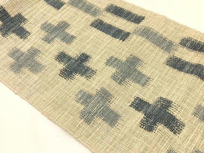 平和屋着物＊夏物　八寸名古屋帯　藍　幾何学文様　正絹　逸品　CABK1249fb
