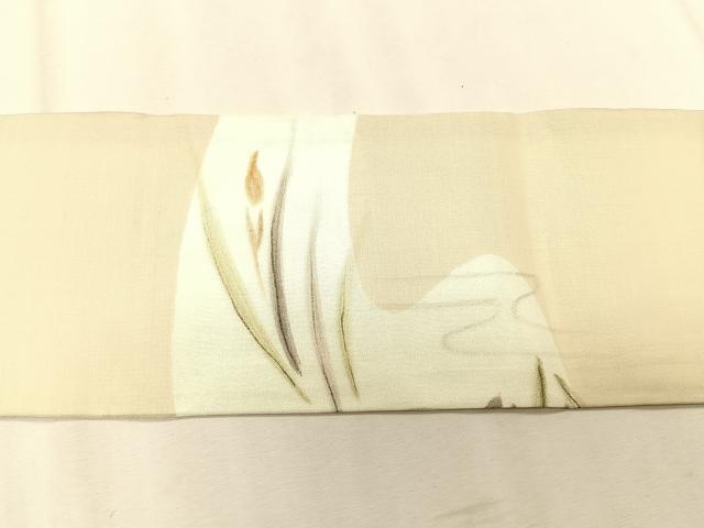 平和屋着物＊夏物　九寸名古屋帯　手描き　流水杜若　金彩　正絹　逸品　CABK1251fb