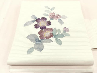 平和屋着物＊夏物　絽塩瀬　九寸名古屋帯　枝花文　正絹　逸品　CABK1252fb