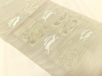 平和屋着物＊夏物　八寸名古屋帯　絽綴れ　兎　金銀糸　正絹　逸品　CABK1254fb