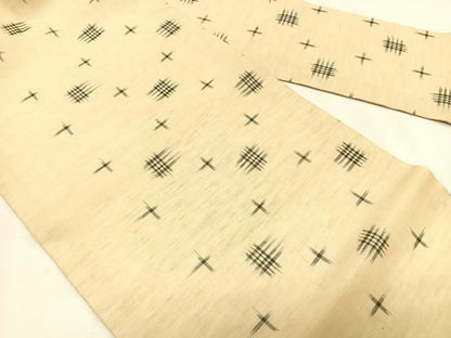平和屋着物＊夏物　全通　九寸名古屋帯　十字絣　正絹　逸品　CABK1258fb