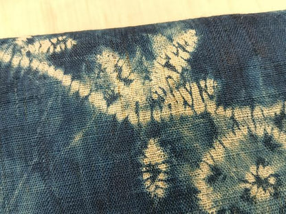 平和屋着物＊夏物　九寸名古屋帯　絞り　藍　枝花文　麻　逸品　CABK1259fb