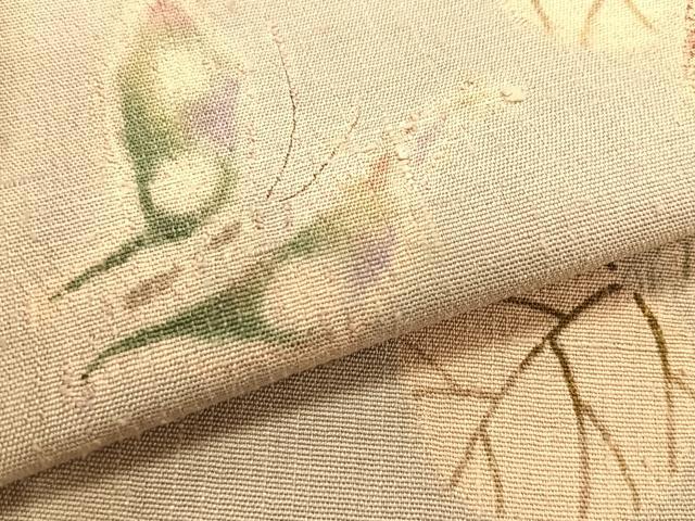 平和屋着物＊夏物　九寸名古屋帯　紬地　トンボ　舞蝶文　正絹　逸品　CABK1261fb