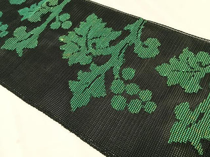 平和屋着物＊夏物　八寸名古屋帯　羅　葡萄　黒地　正絹　逸品　CABK1262fb