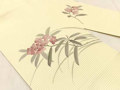 平和屋着物＊夏物　絽塩瀬　九寸名古屋帯　手描き　枝花文　正絹　逸品　CABK1263fb