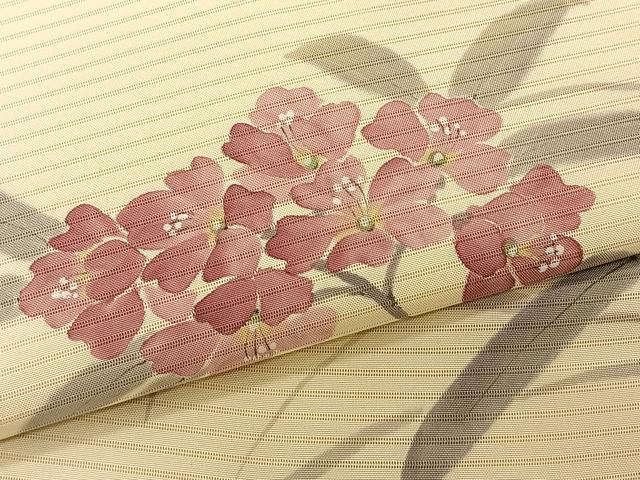 平和屋着物＊夏物　絽塩瀬　九寸名古屋帯　手描き　枝花文　正絹　逸品　CABK1263fb