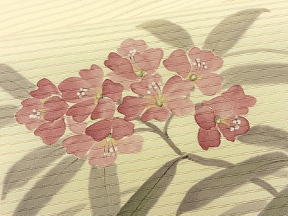 平和屋着物＊夏物　絽塩瀬　九寸名古屋帯　手描き　枝花文　正絹　逸品　CABK1263fb