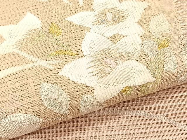 平和屋着物＊夏物　八寸名古屋帯　絽綴れ　色紙重ね桔梗文　金銀糸　正絹　逸品　CABK1265fb