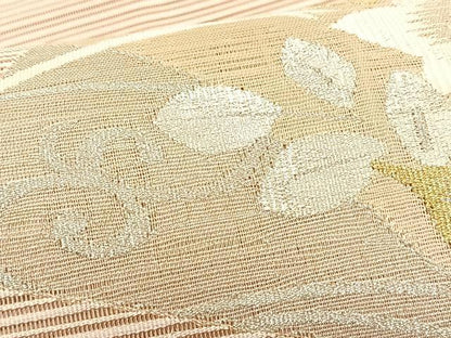 平和屋着物＊夏物　八寸名古屋帯　絽綴れ　色紙重ね桔梗文　金銀糸　正絹　逸品　CABK1265fb