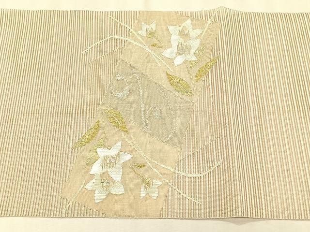 平和屋着物＊夏物　八寸名古屋帯　絽綴れ　色紙重ね桔梗文　金銀糸　正絹　逸品　CABK1265fb