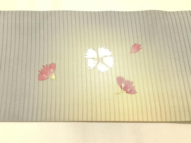 平和屋着物＊夏物　絽塩瀬　九寸名古屋帯　舞花文　金彩　正絹　逸品　CABK1266fb