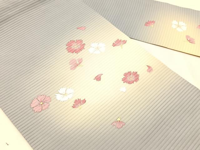 平和屋着物＊夏物　絽塩瀬　九寸名古屋帯　舞花文　金彩　正絹　逸品　CABK1266fb