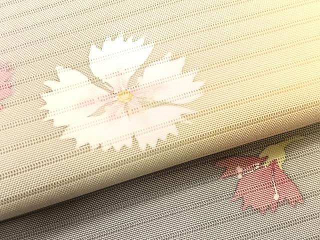 平和屋着物＊夏物　絽塩瀬　九寸名古屋帯　舞花文　金彩　正絹　逸品　CABK1266fb
