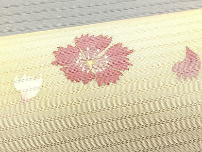 平和屋着物＊夏物　絽塩瀬　九寸名古屋帯　舞花文　金彩　正絹　逸品　CABK1266fb