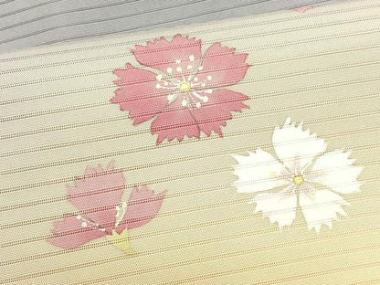 平和屋着物＊夏物　絽塩瀬　九寸名古屋帯　舞花文　金彩　正絹　逸品　CABK1266fb