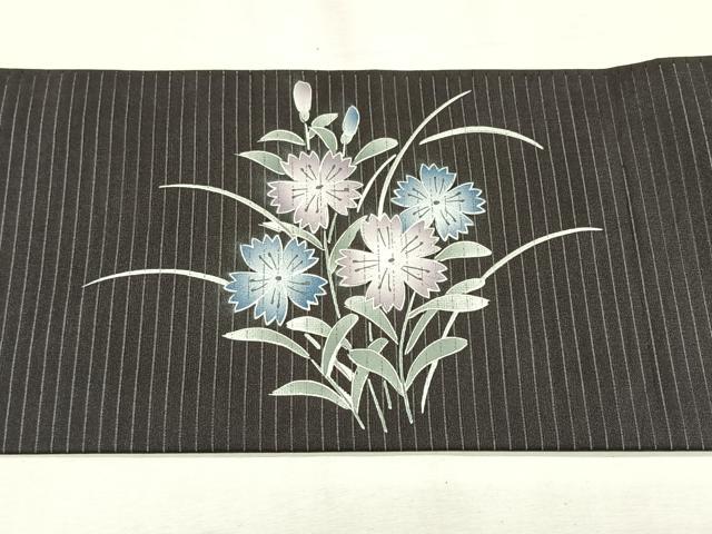 平和屋着物＊夏物　絽塩瀬　九寸名古屋帯　草花文　正絹　逸品　CABK1267fb
