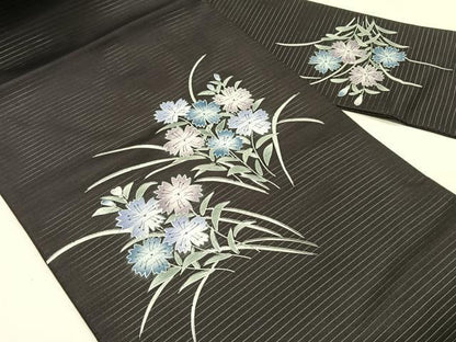 平和屋着物＊夏物　絽塩瀬　九寸名古屋帯　草花文　正絹　逸品　CABK1267fb