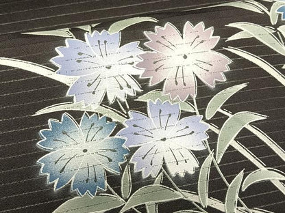 平和屋着物＊夏物　絽塩瀬　九寸名古屋帯　草花文　正絹　逸品　CABK1267fb