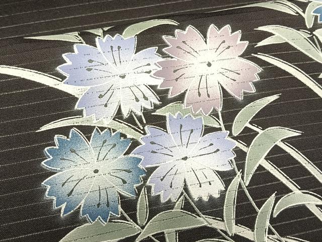 平和屋着物＊夏物　絽塩瀬　九寸名古屋帯　草花文　正絹　逸品　CABK1267fb