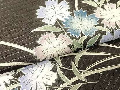 平和屋着物＊夏物　絽塩瀬　九寸名古屋帯　草花文　正絹　逸品　CABK1267fb