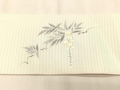 平和屋着物＊夏物　絽塩瀬　九寸名古屋帯　手描き　藤花房　正絹　逸品　CABK1268fb