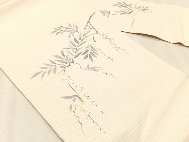 平和屋着物＊夏物　絽塩瀬　九寸名古屋帯　手描き　藤花房　正絹　逸品　CABK1268fb