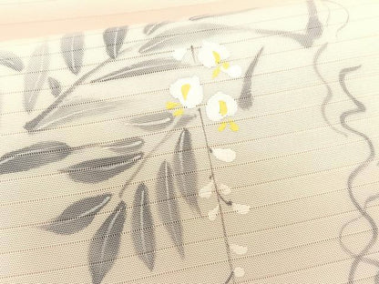 平和屋着物＊夏物　絽塩瀬　九寸名古屋帯　手描き　藤花房　正絹　逸品　CABK1268fb