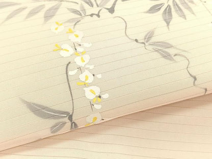平和屋着物＊夏物　絽塩瀬　九寸名古屋帯　手描き　藤花房　正絹　逸品　CABK1268fb