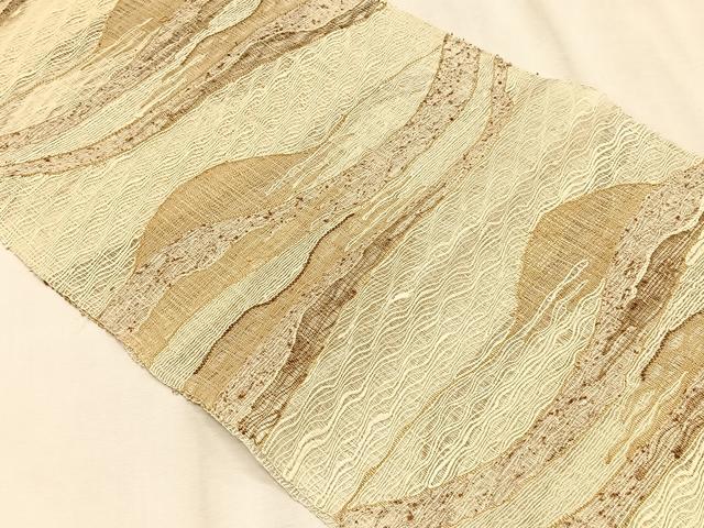 平和屋着物＊夏物　八寸名古屋帯　櫛織り　風景文　正絹　逸品　CABK1271fb