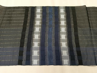 平和屋着物＊夏物　八寸名古屋帯　藍　間道　正絹　逸品　CABK1272fb