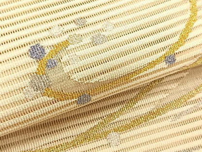 平和屋着物＊夏物　八寸名古屋帯　絽綴れ　流水文　金銀糸　鈴乃屋扱い　正絹　逸品　CABK1273fb