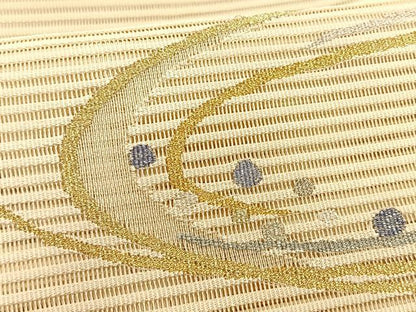 平和屋着物＊夏物　八寸名古屋帯　絽綴れ　流水文　金銀糸　鈴乃屋扱い　正絹　逸品　CABK1273fb